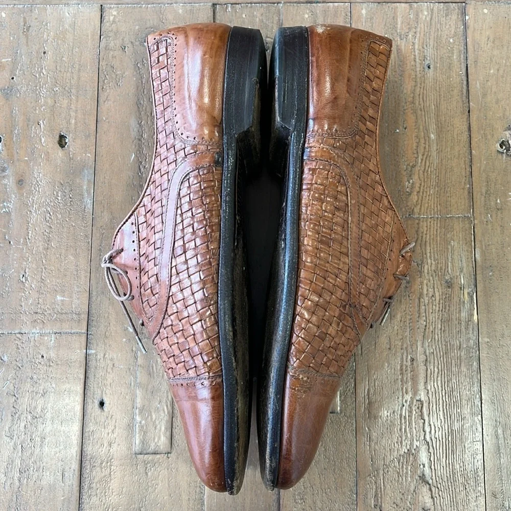 Cole Haan bergamo vintage Brown Leather Woven Men's Shoes